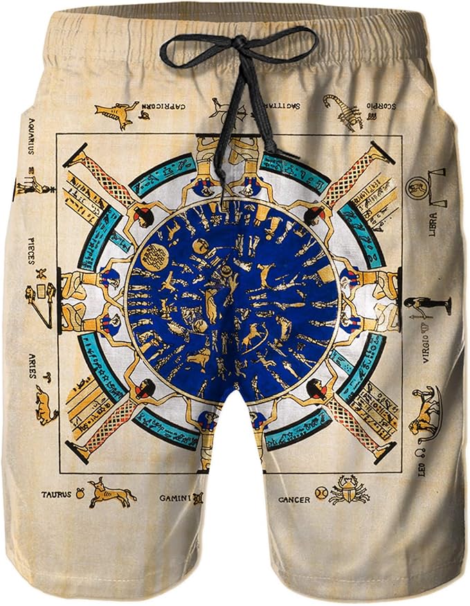 HLSCYZ Men's Quick Dry Drawstring Waist Beach Shorts,Egyptian Papyrus