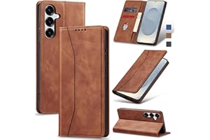 Jasonyu Flip Wallet Case for Samsung Galaxy S25 Plus/S25+,Leather Magnetic Folio Cover with Card Holder,Kickstand - TPU Shockproof Durable Protective Phone Case,Brown