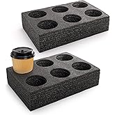 ZOOFOX 2 Pack Drink Carrier for Delivery, 6 Cup Reusable Foam Coffee Tray for Hot and Cold Drinks, to Go Drink Holder for Beverages, Delivery, Take Out, Outdoors