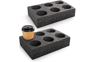 ZOOFOX 2 Pack Drink Carrier for Delivery, 6 Cup Reusable Foam Coffee Tray for Hot and Cold Drinks, to Go Drink Holder for Beverages, Delivery, Take Out, Outdoors