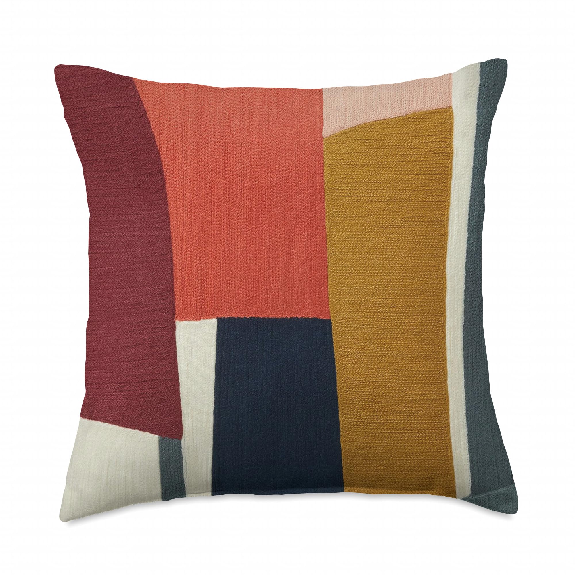 Photo 1 of Crewel Geo Pieces Colorful Abstract Art - Indigo Color Throw Pillow