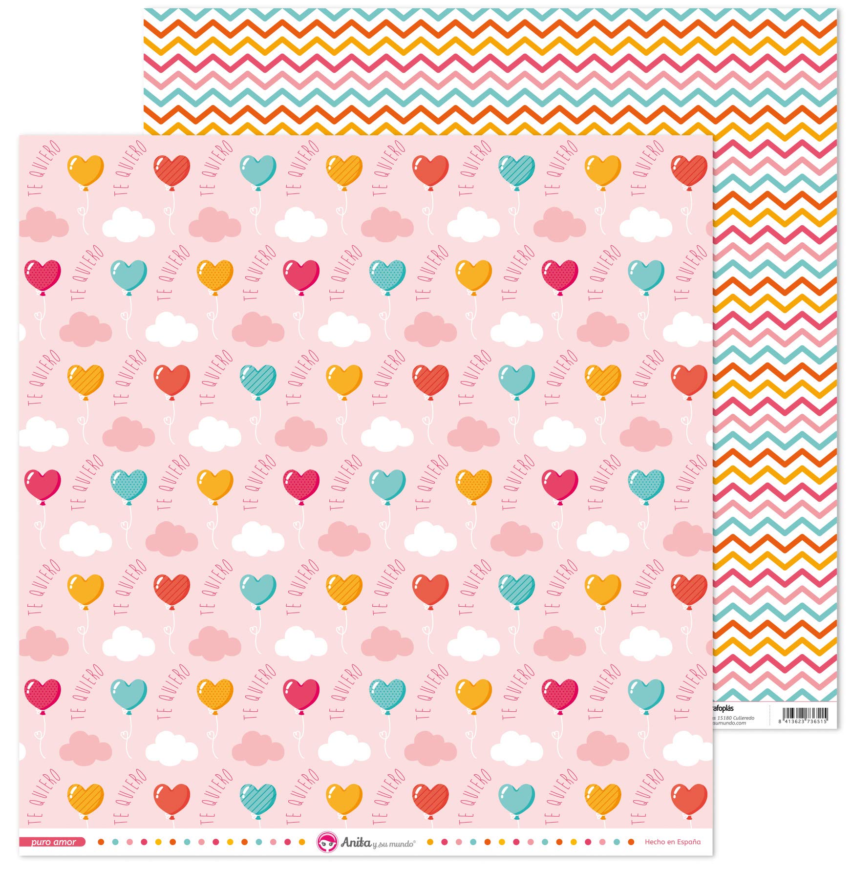 Anita and Su Mundo Pure Love Collection Scrapbooking Papers, Paper, Balloons, 12" x 12"