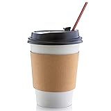 50 Sets Paper Coffee Cups with Lids 12 Oz, Includes