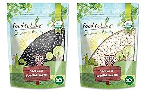 Organic Black & White Beans Bundle - Organic Black Turtle Beans, 3 Pounds and Organic Navy Beans, 3 Pounds - Non-GMO, Kosher, Raw, Vegan