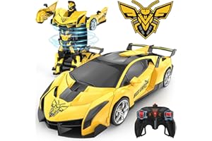 BLUEJAY Transform Rc Cars for Boys 4-7 8-12, 2.4Ghz Remote Control Car 1:18 Scale Transforming Robot, One-Button Deformation 360° Rotation Car Toy Gifts for Boys 3-5