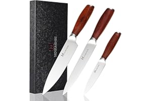 Howashin Professional Kitchen Knives High Carbon Stainless Steel Chef Knife Set,3PCS Ultra Sharp Japanese Knife with Sheath,E