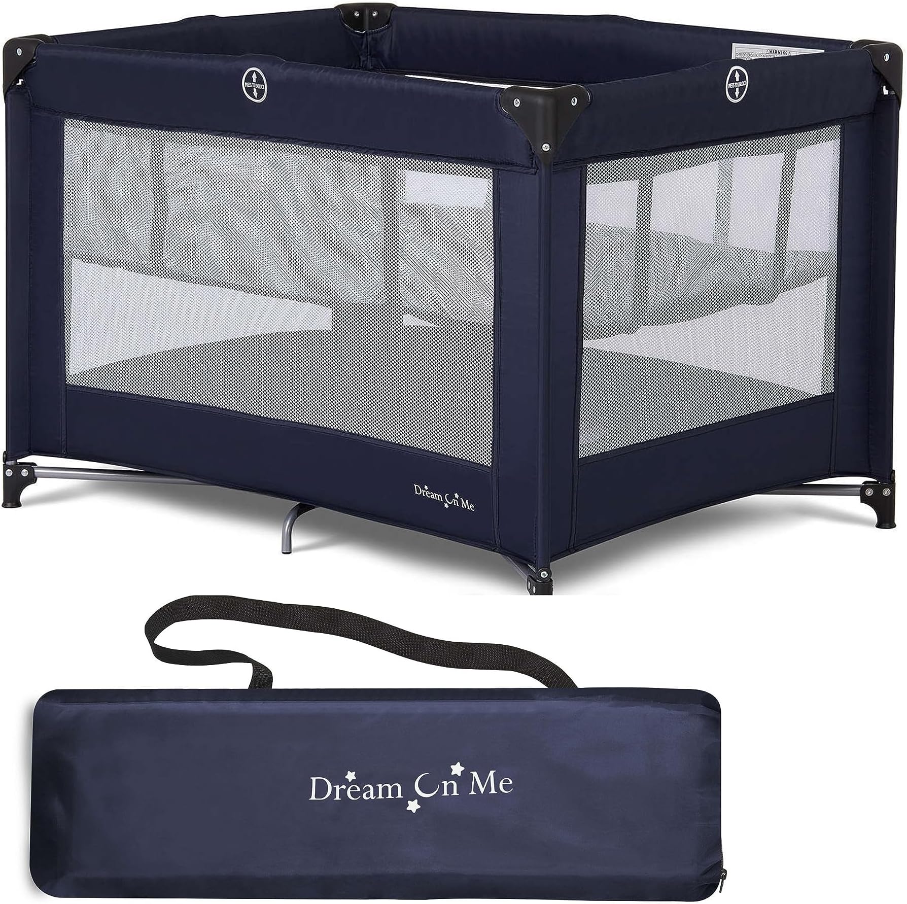 Dream On Me Zazzy Portable Playard with in Navy, Packable and