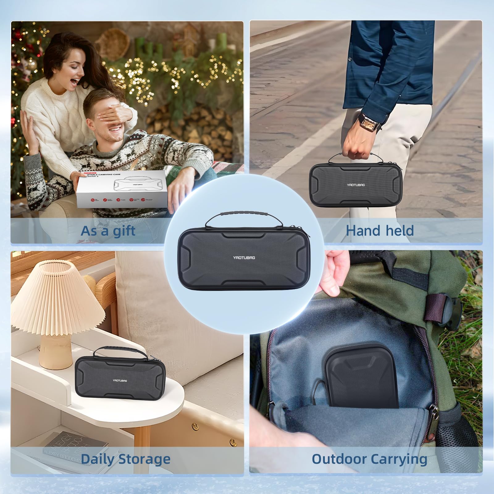 YAOTUBAG Carrying Case for Nintendo Switch 2 2025, Large Capacity Travel Protective Handbag, Hard Shell Portable Pouch, Holds Cased Console, Accessories, 12 Game Cards [Plus Version] Black