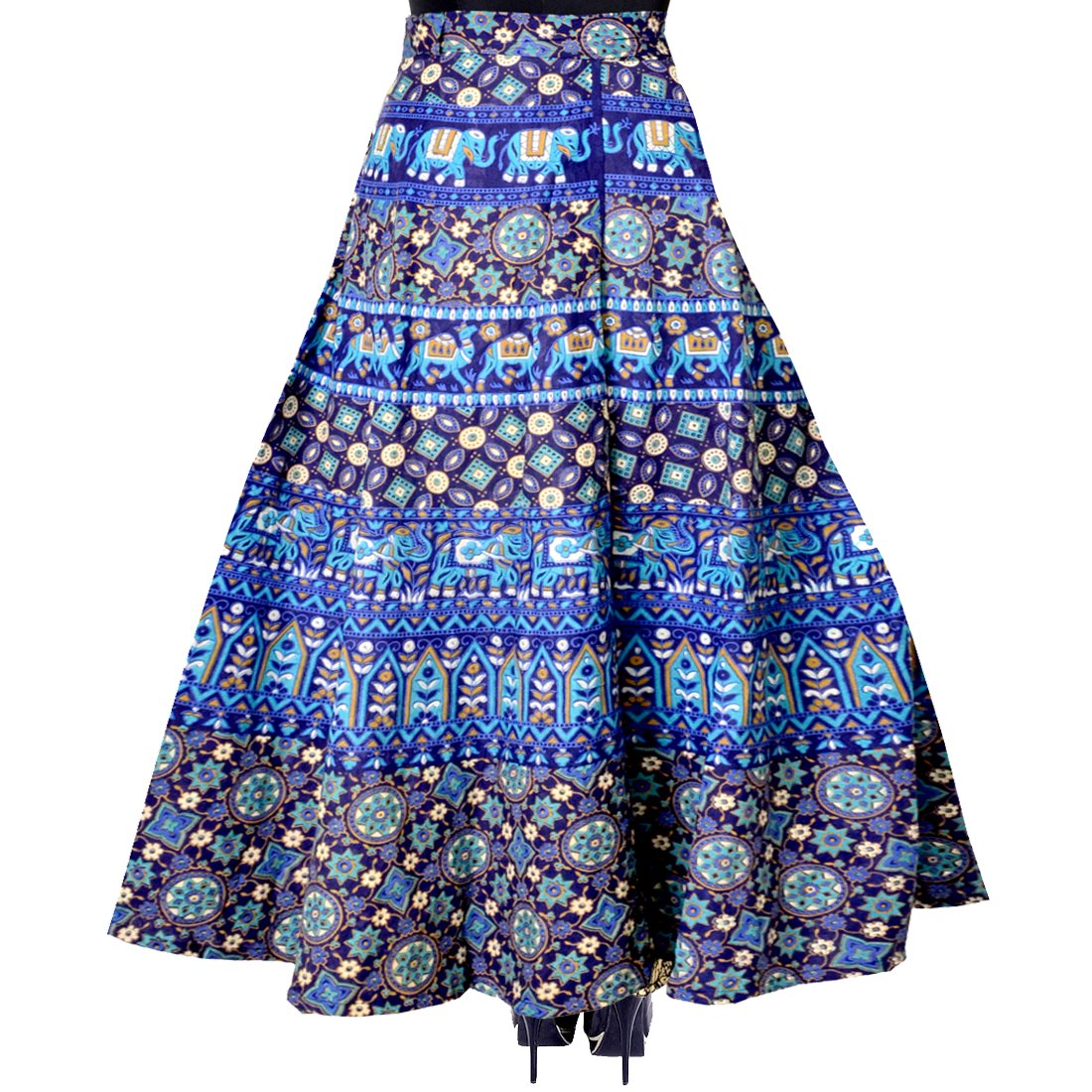 silver organisation girl's and women's cotton jaipuri rajsthani full long skirt (silver)
