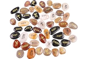 ROCKIMPACT 50PCS Angel Guardian Angel Stones Serenity Prayer Pebble Engraved Inspirational Motivational Healing Inspiring Rocks Encouragement Word Stones Wholesale Bulk, 2"-3" ea