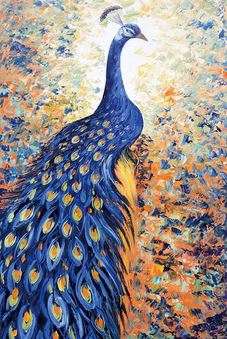 Skwenp Jigsaw Puzzle, Oil Painting Peacock Pattern Puzzle Jigsaw Decorations Educational Toys Wooden 1000 Pieces Adult Decompression Pastime Game