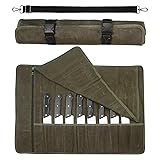 QEES Chef’s Knife Roll Bag,Waxed Canvas Chef