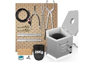LYRUFEXON 25KG Pentagonal Propane Melting Furnace Kit with Two Tongs and Crucible, All New Kiln Smelting Gold Silver Copper Aluminum, Metal Recycle Create Unique Gifts Home Smelting Casting Tool(Double Burner)