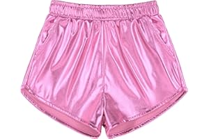 Auranso Girls Metallic Shorts Sparkly Hot Pants Shiny Dance Outfits Short Pants