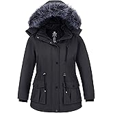 wantdo Women's Plus Size Winter Coat Waterproof Puffer Jacket Warm Thicken Parka with Removable Hood