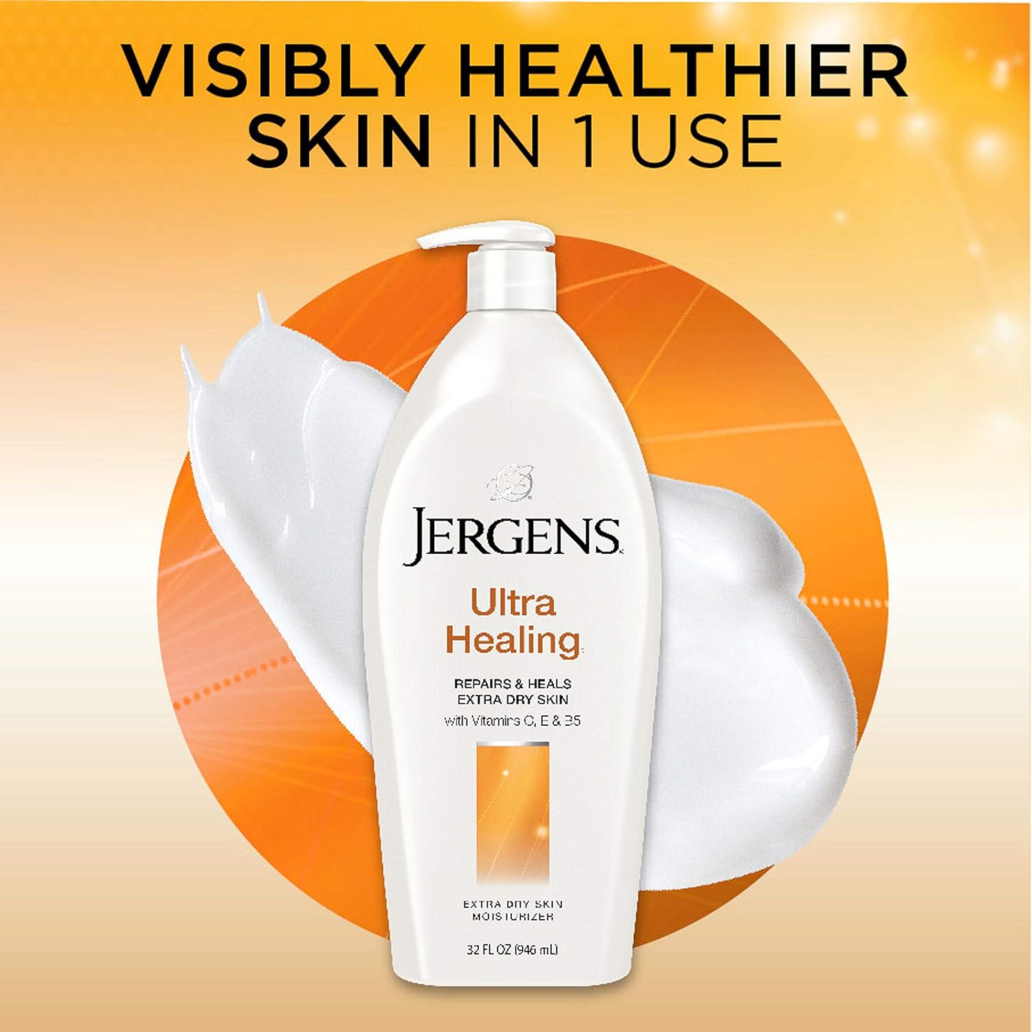 Jergens Ultra Healing Dry Skin Moisturizer, 32 Ounce Body Lotion, for Absorption into Extra Dry Skin, with HYDRALUCENCE blend, Vitamins C, E, and B5 : Body Lotions : Beauty
