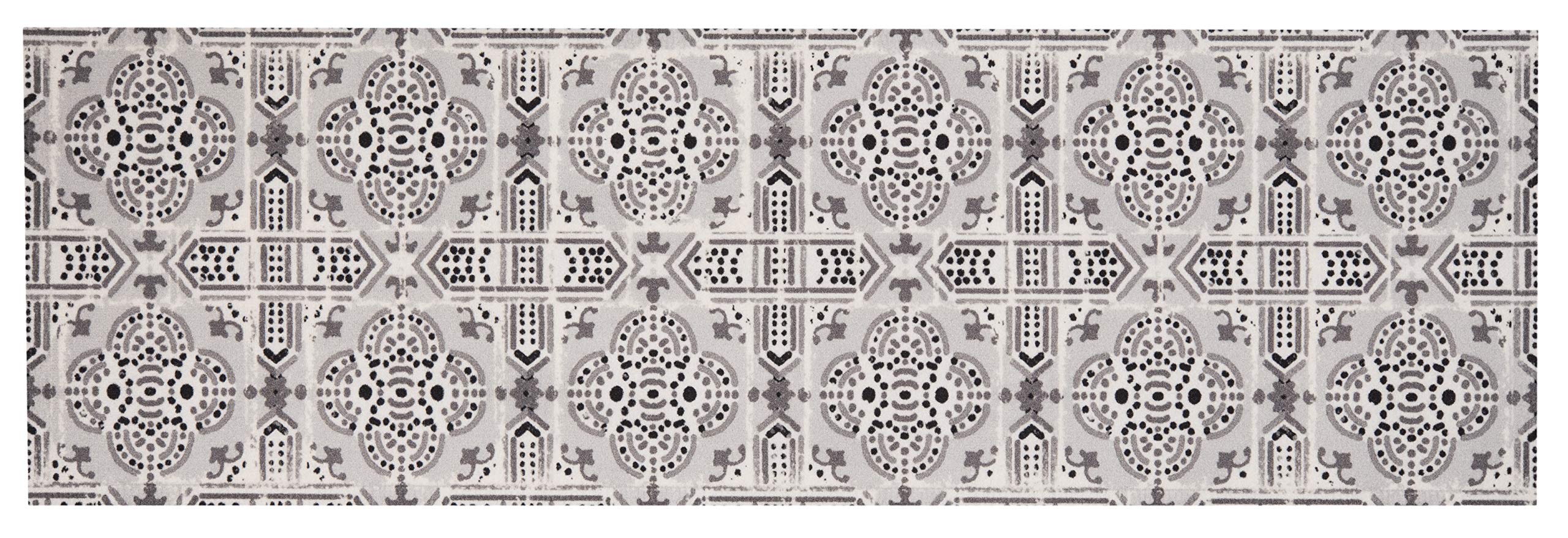 Zala Living Cook & Clean Runner - Non-Slip Rug Runner Flat Weave Short Pile Rug Kitchen Rug Washable Kitchen Runner Tile for Hallway, Kitchen, Living Room - Grey, 45 x 140 cm