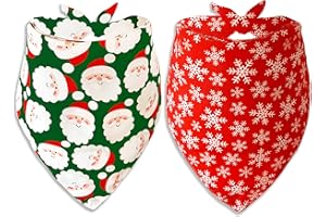 MIIEMIU Christmas Dog Cat Bandana, Holiday Bib Santa Claus and Snowflake Pattern for Large Medium Small Puppies Pets