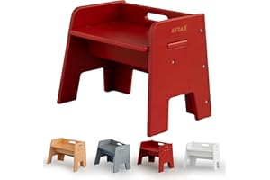 AVDAR Wooden Step Stool for Kids, 14” One Step Stool for Toddlers, Heavy Duty Non-tip Non-Slip for Bedroom/Kitchen