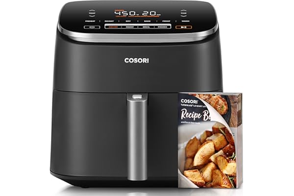 COSORI Air Fryer 9-in-1, Compact but Large 6 Qt, 5 Fast Fan Speeds with 450F for Ultra Crispy, 95% Less Oil, 100+ In-App Recipes, Roast, Bake, Dehydrate, Reheat, Broil, Proof, Dishwasher Safe, Gray