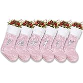 LUBOT Initial Christmas Stockings Letters Stocking Monogram Alphabet Sequin Embroidery 20" Personalized Custom Name Xmas Family Stocking Large Fireplace Decor Pink Letter D