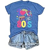 80's Shirts for Women 80s Neon Music Graphic T-Shirt Hip Hop 80S Party Outfits Girls I Love The 80's T-Shirt
