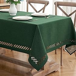 MIULEE Hunter Green Thick Polyester Linen Rectangle