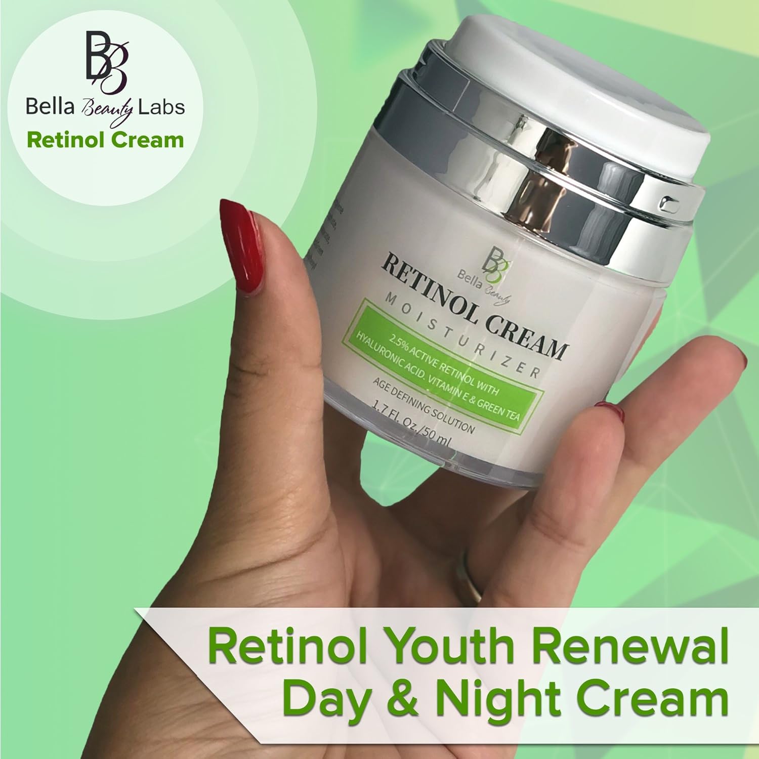 Retinol Moisturizer Anti Aging Cream for Face and Eye Area - With Hyaluronic Acid - 2.5% Active Retinol - Vitamin E - Reduce Appearance of Wrinkles and Fine lines - Best Day and Night Face Cream: Beauty
