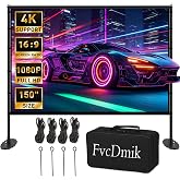 150 inch Projector Screen with Stand, 16:9 4K HD Portable Outdoor Movie Screen, Wrinkle-Free Foldable Indoor Projection Screen with Carry Bag &amp; Ground Nails for Backyard Cinema Home Theater