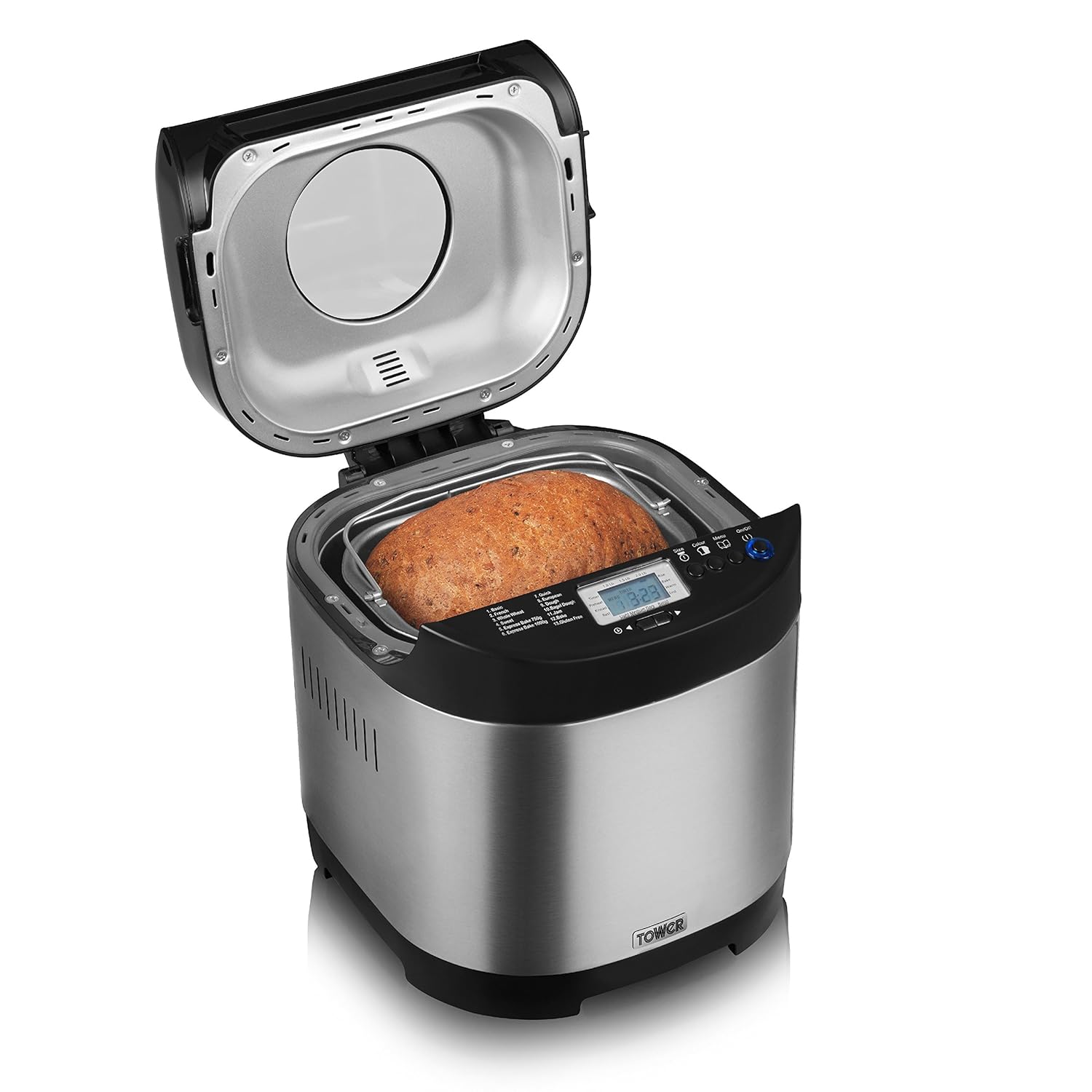 Tower Digital Stainless Steel Bread Maker With Gluten Free Setting 650W