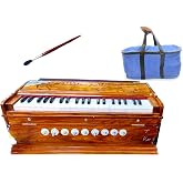 MAANVISH Professional Harmonium | Double Reed 3.5 Octave | 9 Stops + 4 Extra Notes | | Padded Carry Bag | Indian Classical