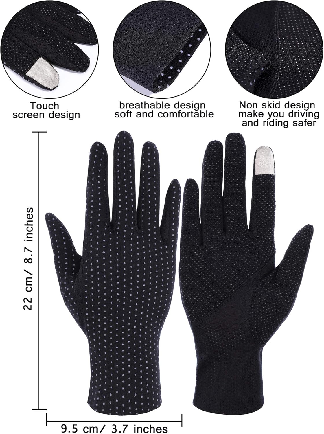 Boao 3 Pairs Women Sun Protective Gloves UV Protection Summer Sunblock Gloves Touchscreen Gloves for Driving Riding: Clothing