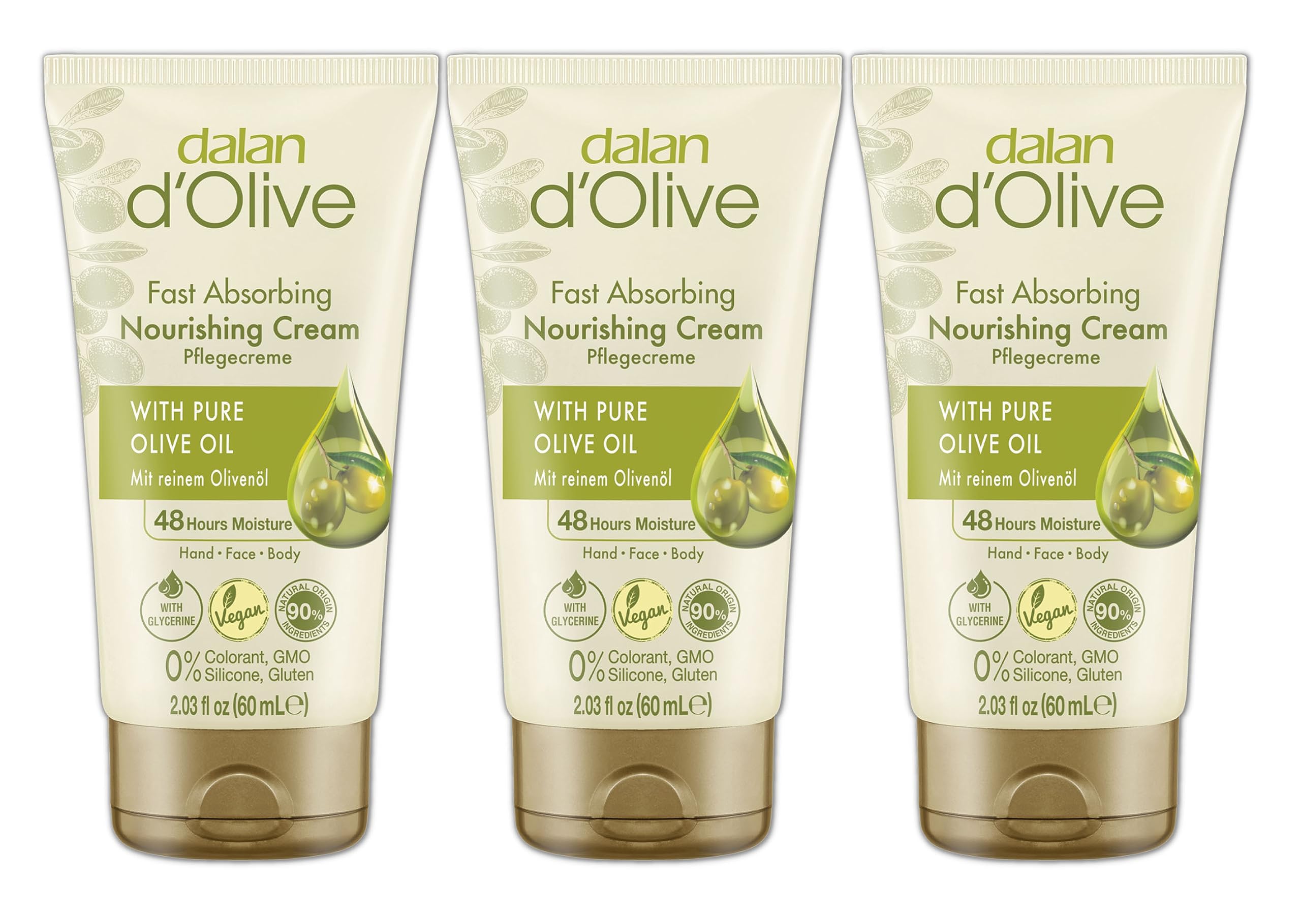 3 x Dalan d'Olive Hand and Body Cream 60 ml