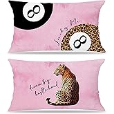 FITIE Pink Leopard Cheetah Pillow Covers 12x20 Double-Sided Set of 2,Trendy Funky Leopard Lucky 8 Ball Cheetah Lumbar Throw Pillow Covers,Pink Preppy Room Decor, Cheetah Print Room Decor