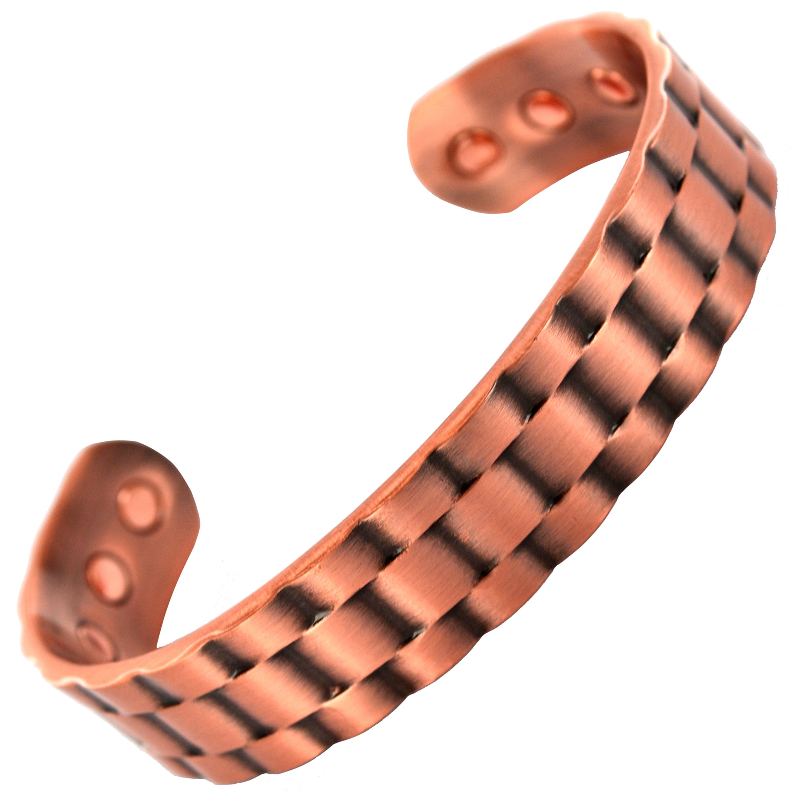 Stargems® Pure Copper Magnetic Bracelet Bangle 6 Powerful Magnets Chunky Watch Design Strong Wrist Band Men Women Ladies + Velvet Gift Pouch!