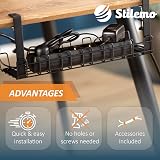 Stilemo Desk Cable Management Tray Under Desk No Drill Carbon Steel 4.5KG Black view 3