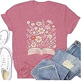 Potia Book Shirts for Women Book Lover Reading T-Shirt Casual Floral Teachers Life Tee Tops