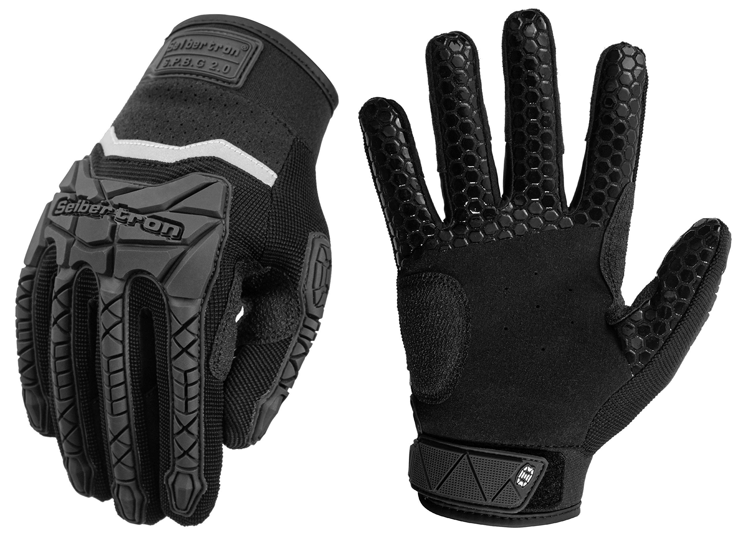 Seibertron S.P.B.G 2.0 Baseball/Softball Batting Super Grip and Protective Gloves Adult Black L