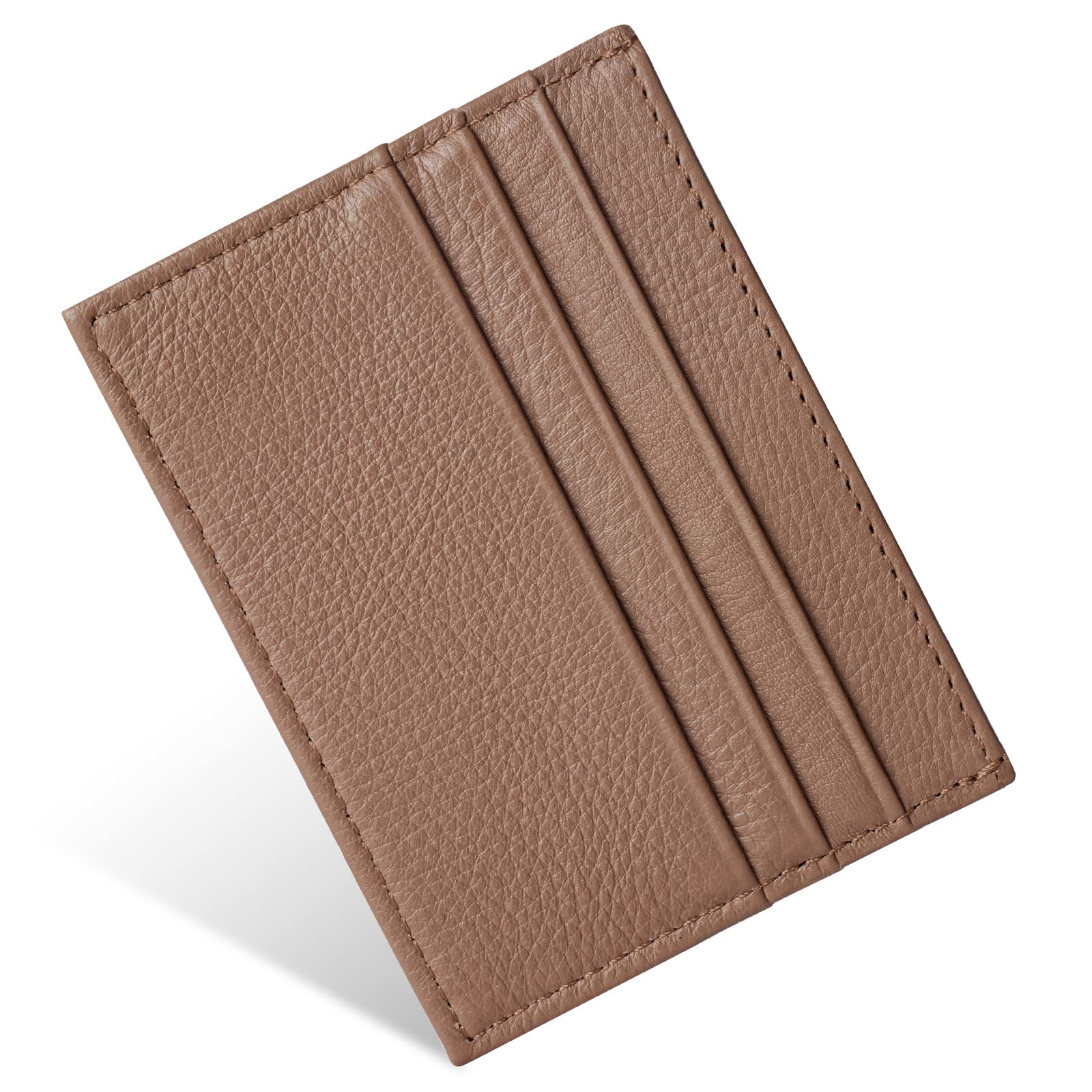 Photo 1 of URAQT Credit Card Holder Wallet, RFID Blocking Leather Ultra Slim Wallet, Thin Minimalist Credit Card Case Card Protector, Front Pocket Wallets for Men, Women - 6 Card Slots and 1 Pockets (Brown)