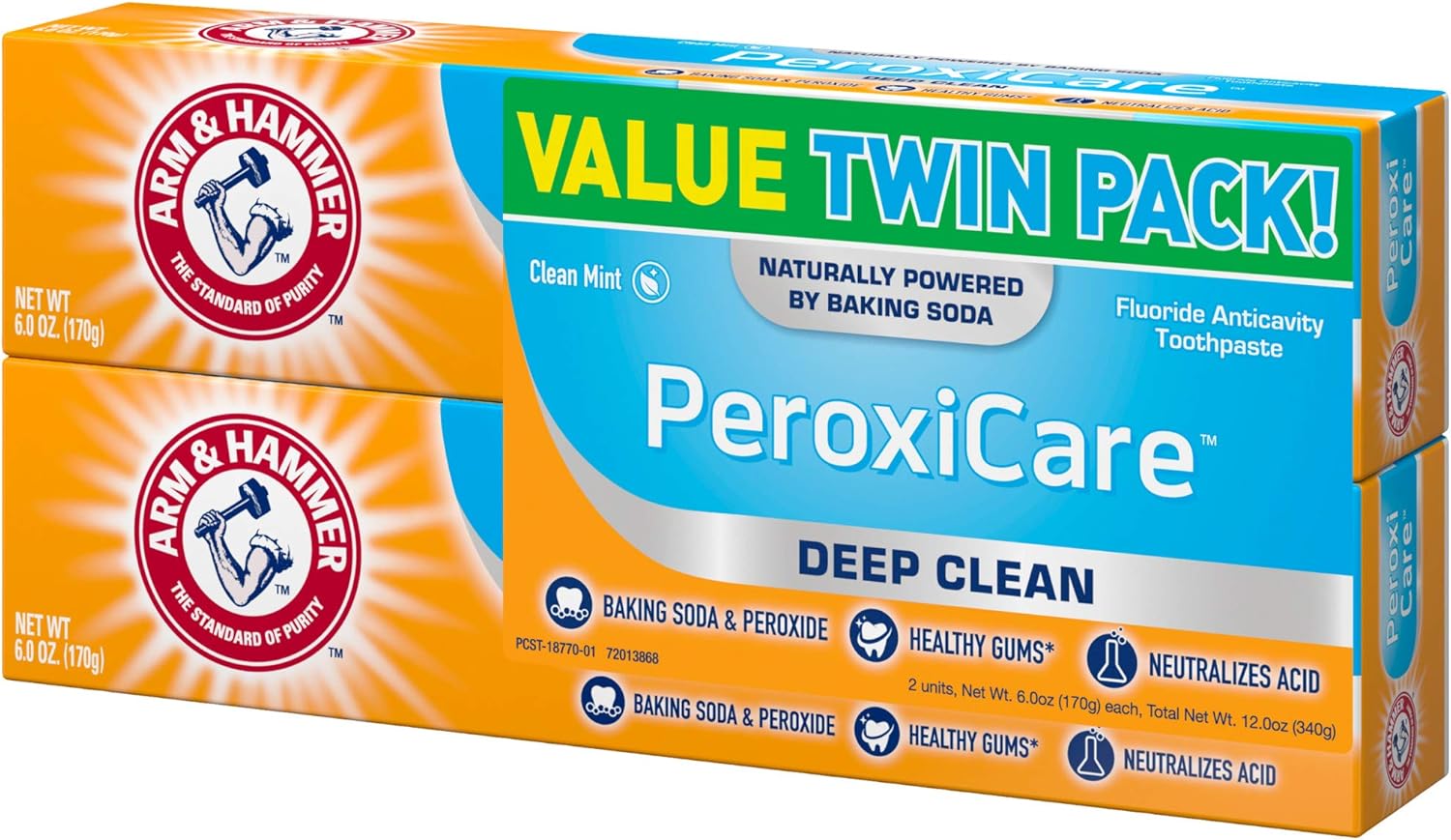 Arm & Hammer PeroxiCare Tartar Control Fluoride Toothpaste with Baking Soda & Peroxide-6 oz, 2 pk: Health & Personal Care