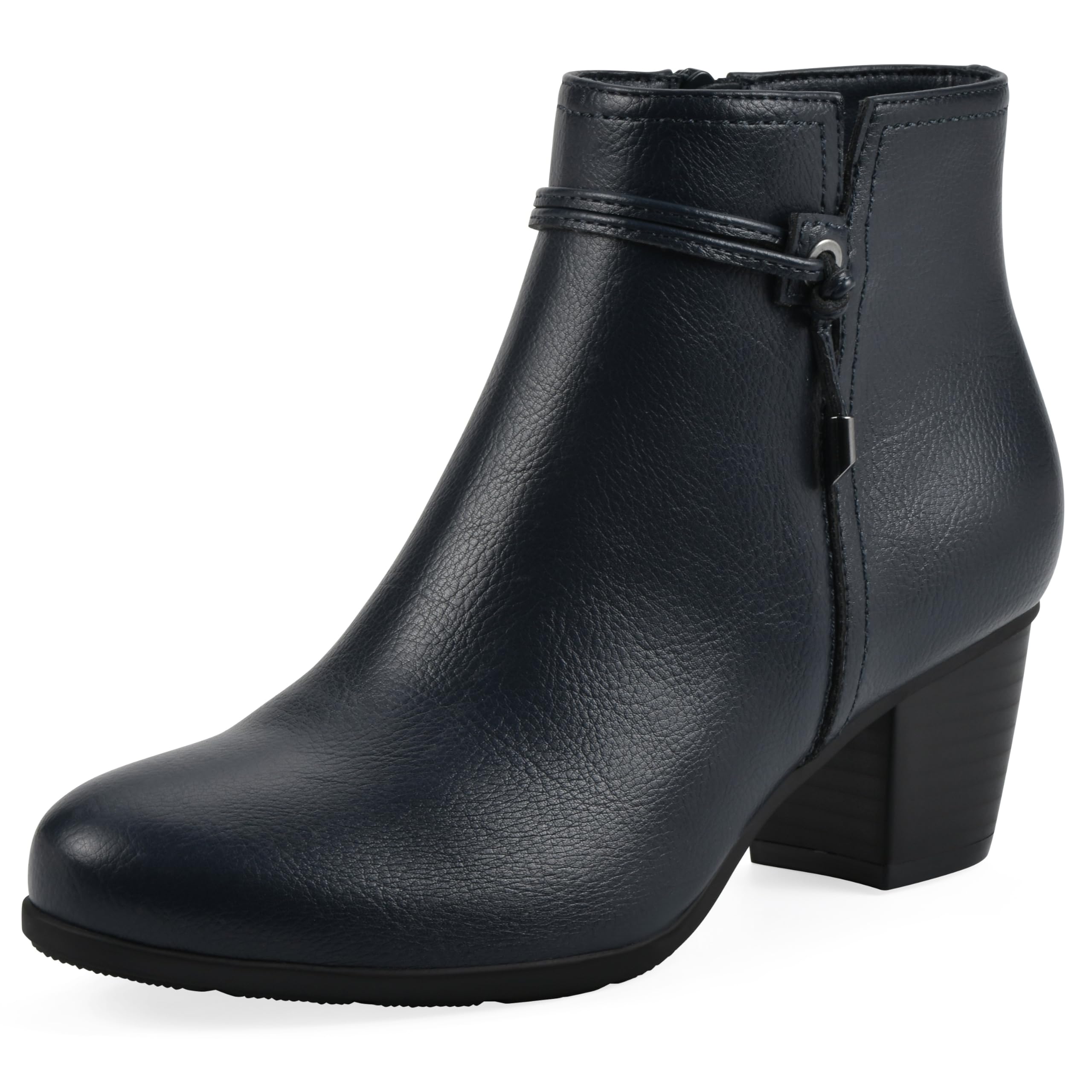 Cliffs by White Mountain Women’s Angelo Cushioned Block Heel Ankle Shootie Boot, Navy/Smooth, 11 M