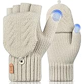 UKNOWISA Fingerless Gloves, Winter Thermal Mittens Touch Screen Knit Half Finger for Running Dog walking -Men Women