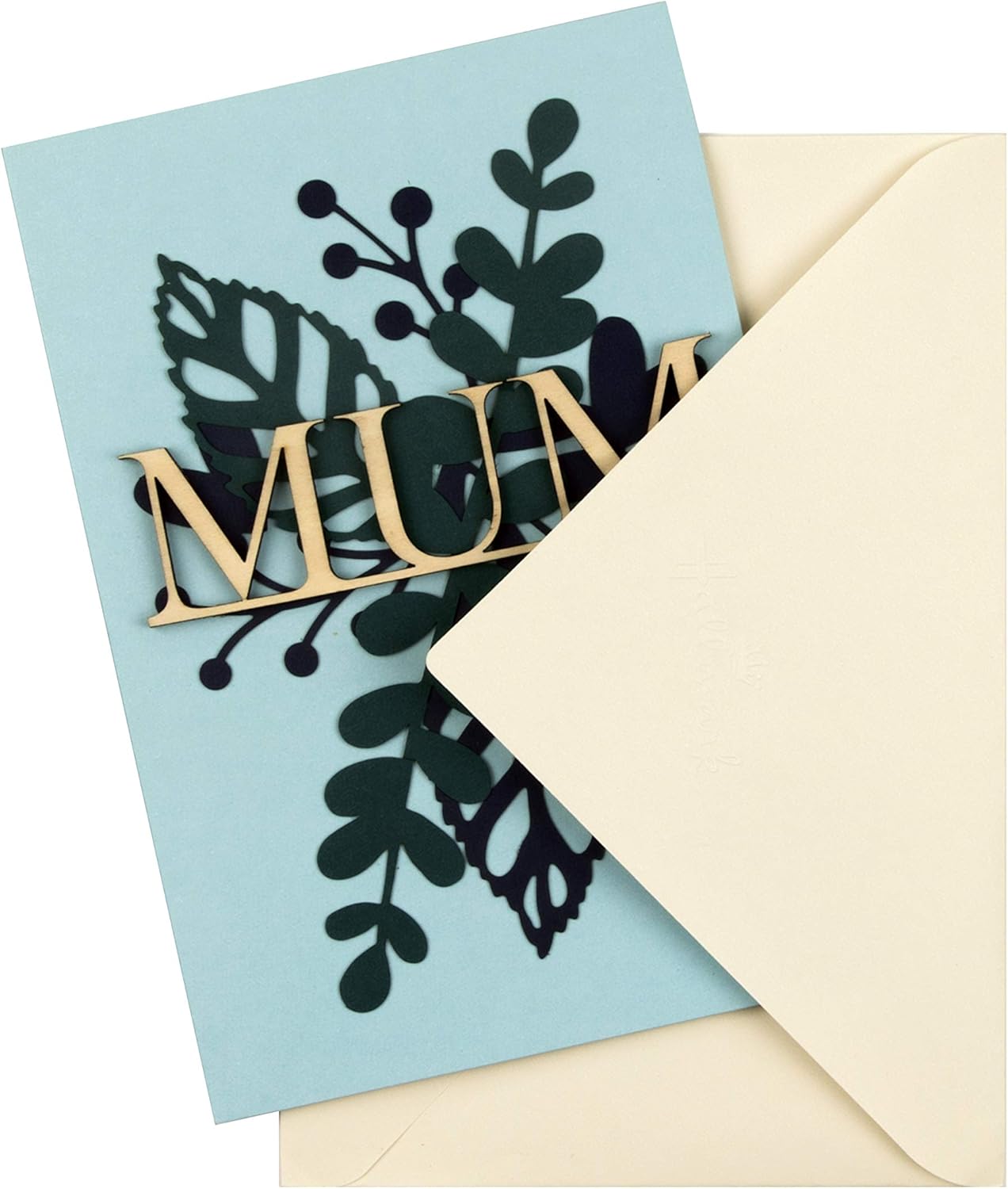 Hallmark Mothers Day Card for Mum Small, With Heartfelt Wooden Keepsake, Green, Small Wooden Mum & Leaves, 17.3cm by 11.9cm - Image 3