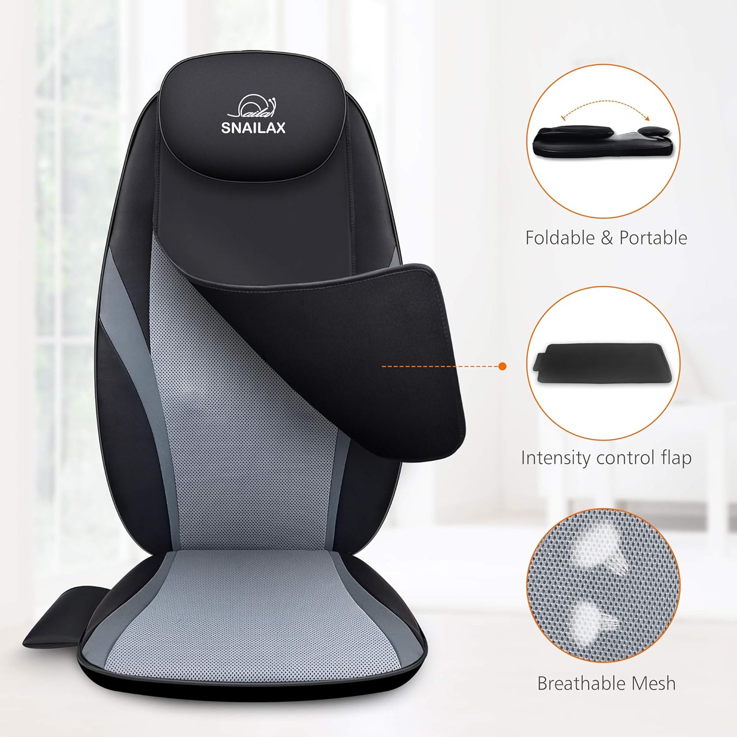 Snailax Shiatsu Massage Cushion with Heat Massage Chair Pad Kneading Back Massager for Home Office Seat use: Health & Personal Care