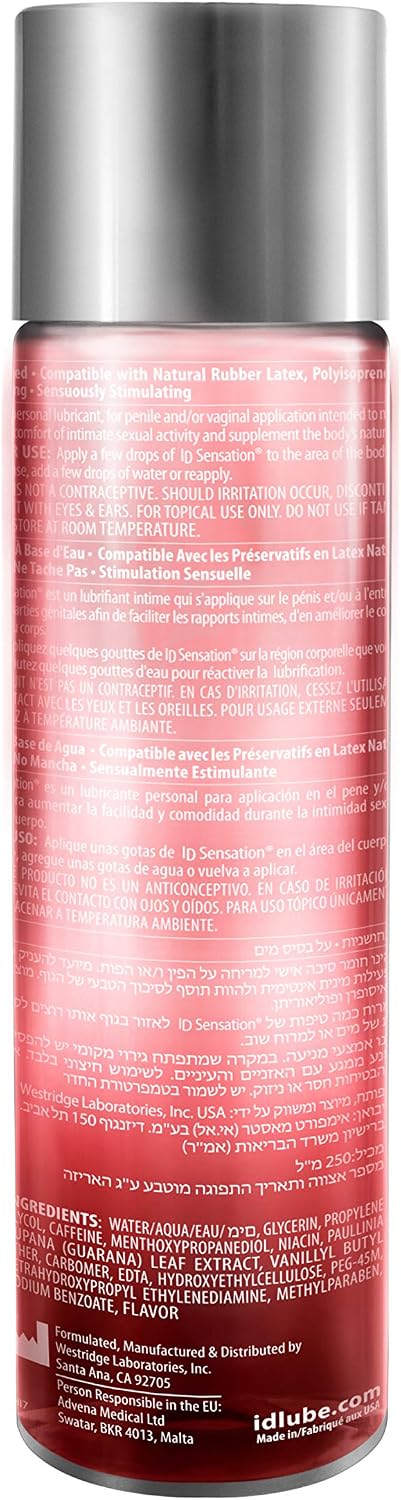 ID Sensation Sex Lube Pleasure Enhancing 250ml, Premium Tingling Lube Water Based Unflavoured for Improved Intimacy - Image 3
