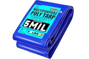 Tarpware 5Mil Tarps Heavy Duty Waterproof Durable Poly Tarp, with Grommets and Reinforced Edges Tarpaulin, Cover for Home/Car/Pool/Boat/Camping/Construction site, Full Size, Blue 10'x10'