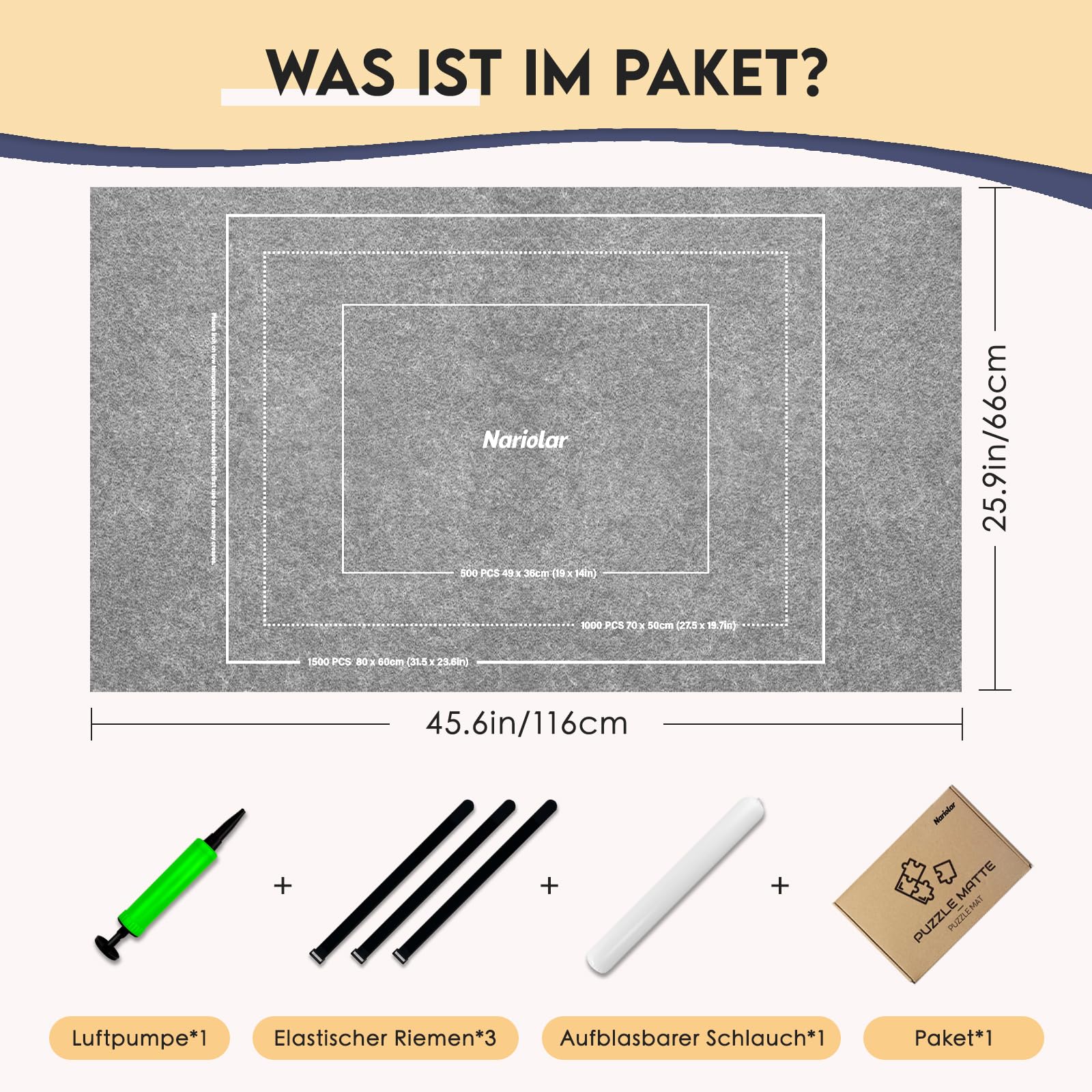 Nariolar Puzzlematte - Puzzle Matte Roll 500/1000/1500 Teile, Praktisches Zubehör für die Aufbewahrung und den Transport von Puzzles（Grau） 3