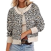 Ziesexy 2026 Spring Leopard Cardigan Womens Button Up Lightweight Sweaters Long Sleeve Cheetah Print Cropped Cardigan Jackets