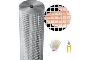 JSFURN Hardware Cloth 1/2 inch 48 x 50 ft, 19 Gauge Galvanized fine Wire mesh with Cutting Plier & A Pair of Gloves, Chicken 