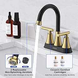 Bathroom Faucets for Sink 3 Hole, Hurran 4 inch
